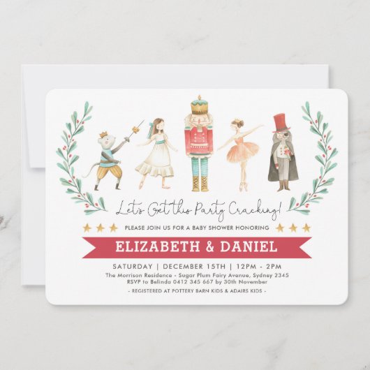 フェスティバルくるみ割りベビーシャワークリスマスホリデー 招待状 (正面)