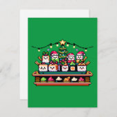 フェスティバルすしクリスマスツリー – かわいいピクセルアート シーズンカード (正面/裏面)