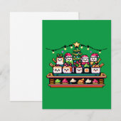 フェスティバルすしクリスマスツリー – かわいいピクセルアート 招待状 (正面/裏面)