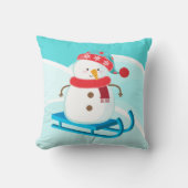 フェスティバルそり雪だるまホリデーデコール クッション (正面)