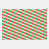 フェスティバルとおもしろいのクリスマスカラーのパタストライプのーン ラッピングペーパーシート (正面2)