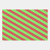 フェスティバルとおもしろいのクリスマスカラーのパタストライプのーン ラッピングペーパーシート (正面)