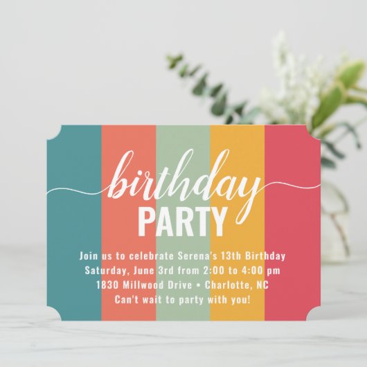 フェスティバルとはっきりしたカラー見本誕生日 招待状 (スタンド正面)
