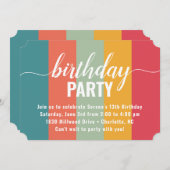 フェスティバルとはっきりしたカラー見本誕生日 招待状 (正面/裏面)