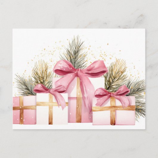 フェスティバルとエレガントクリスマスグリーティングカード ポストカード (正面)