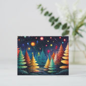 フェスティバルとエレガントクリスマスツリーのグリーティングカード ポストカード (スタンド正面)