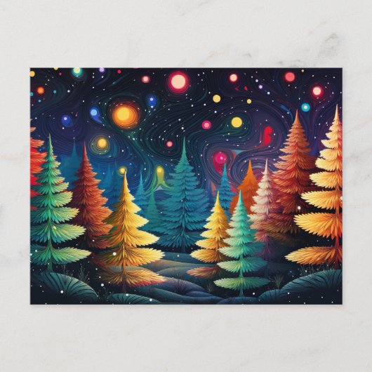 フェスティバルとエレガントクリスマスツリーのグリーティングカード ポストカード (正面)