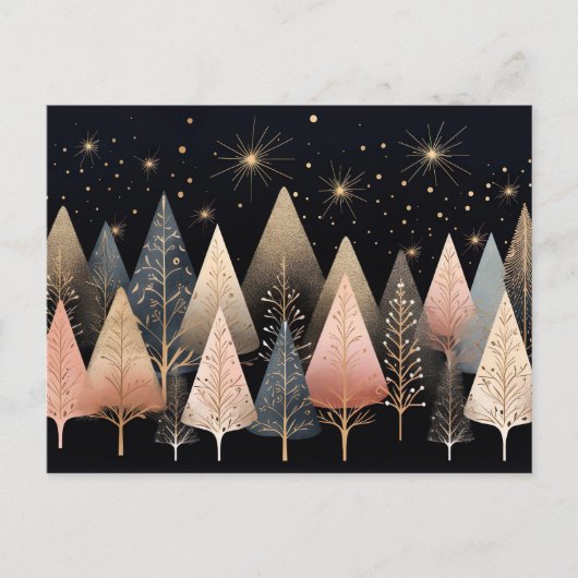 フェスティバルとエレガントクリスマスツリーのグリーティングカード ポストカード (正面)