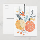 フェスティバルとエレガントクリスマス用挨拶はがき ポストカード (正面/裏面)