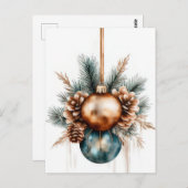 フェスティバルとエレガントクリスマス用挨拶はがき ポストカード (正面/裏面)