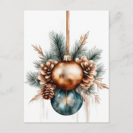 フェスティバルとエレガントクリスマス用挨拶はがき ポストカード (正面)