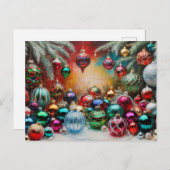 フェスティバルとカラフルクリスマスオーナメント シーズンポストカード (正面/裏面)