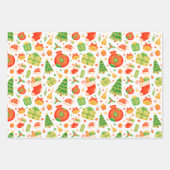 フェスティバルとカラフルクリスマスパターン ラッピングペーパーシート (正面)