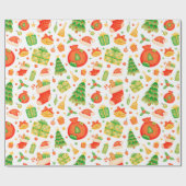 フェスティバルとカラフルクリスマスパターン ラッピングペーパー (フラット)