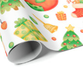 フェスティバルとカラフルクリスマスパターン ラッピングペーパー (ロールコーナー)