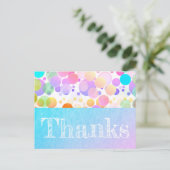 フェスティバルとカラフルパーティー「ありがとう」ポストカード。 ポストカード (スタンド正面)