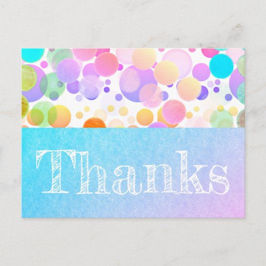 フェスティバルとカラフルパーティー「ありがとう」ポストカード。 ポストカード (正面)