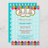 フェスティバルとカラフルホリデーシーズンパーティー 招待状 (正面/裏面)
