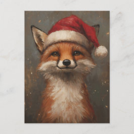 フェスティバルとサンタハットのかわいいクリスマスキツネ ポストカード