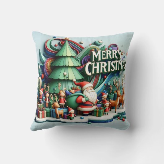 フェスティバルとトナカイの冬のワンダーランド クッション (裏面)