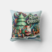 フェスティバルとトナカイの冬のワンダーランド クッション (正面)