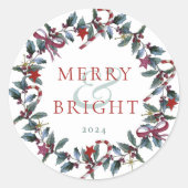 フェスティバルとメリーブライトクリスマスリース ラウンドシール (正面)