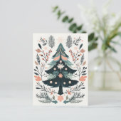 フェスティバルと北欧クリスマスツリーのグリーティングカード ポストカード (スタンド正面)
