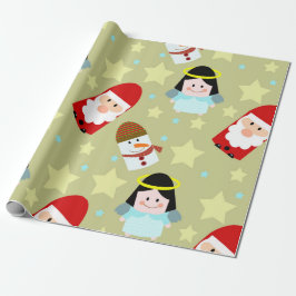 フェスティバルと天使、サンタと雪だるま ラッピングペーパー