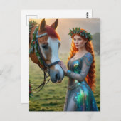 フェスティバルと彼女の馬のクリスマス ポストカード (正面/裏面)