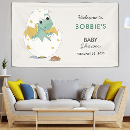 フェスティバルと愛らしいディノをテーマにしたベビーシャワーパーティー 横断幕