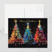 フェスティバルと抽象芸術クリスマスツリーのグリーティングカード ポストカード (正面/裏面)