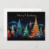 フェスティバルと抽象芸術クリスマスツリーのグリーティングカード ポストカード (正面/裏面)