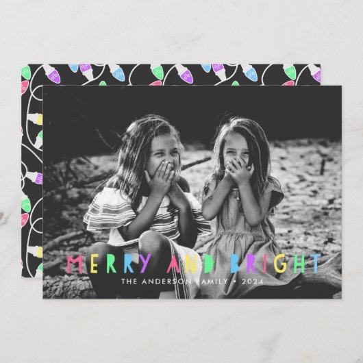 フェスティバルと明メリーるい写真の独身のクリスマス シーズンカード (正面/裏面)
