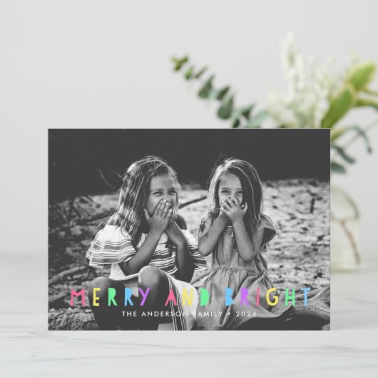 フェスティバルと明メリーるい写真の独身のクリスマス シーズンカード (スタンド正面)