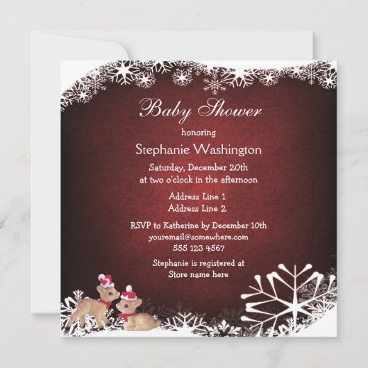 フェスティバルによっては双生児のクリスマスのベビーシャワーがじゃれつきます 招待状 (裏面)