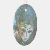 フェスティバルのお祝いのマスクの熱狂するで抽象的な顔 セラミックオーナメント (右)