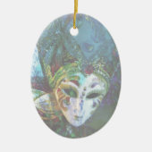 フェスティバルのお祝いのマスクの熱狂するで抽象的な顔 セラミックオーナメント (正面)