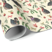 フェスティバルのアヒルとオーナメントクリスマスホリデー ラッピングペーパー (ロールコーナー)