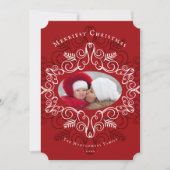 フェスティバルのエレガント葉ヴィンテージデコフレーム写真 シーズンカード (正面)