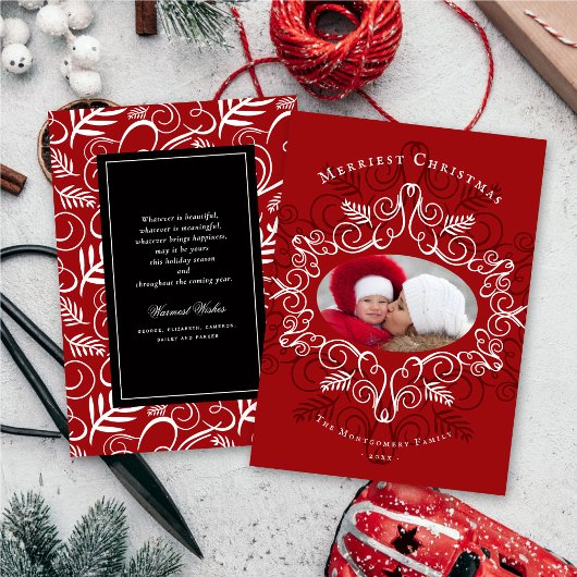 フェスティバルのエレガント葉ヴィンテージデコフレーム写真 シーズンカード