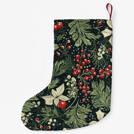 フェスティバルのカスタム葉の犬の写真と名前 スモールクリスマスストッキング (裏面)