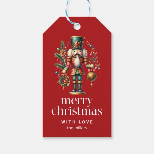 フェスティバルのクリスマスくるみクラッカー ギフトタグ (正面)