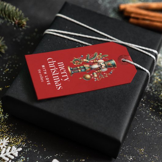 フェスティバルのクリスマスくるみクラッカー ギフトタグ