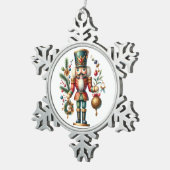 フェスティバルのクリスマスくるみクラッカー スノーフレークピューターオーナメント (右)