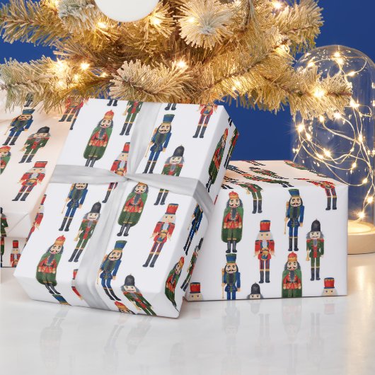 フェスティバルのクリスマスくるみ割りタイル模様 ラッピングペーパー (クリスマス)
