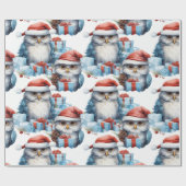 フェスティバルのクリスマスのラッピング紙にフクロウを飾る ラッピングペーパー (フラット)