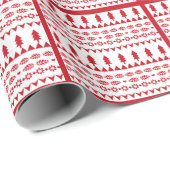 フェスティバルのクリスマスの休日の赤いパターン ラッピングペーパー (ロールコーナー)