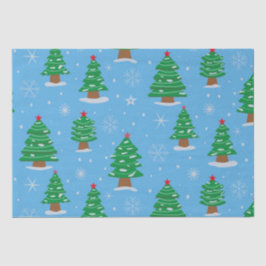 フェスティバルのクリスマスの木々の落雪の青 薄葉紙