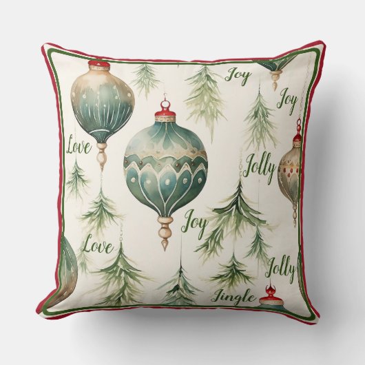 フェスティバルのクリスマスの枕とボーブル&ピンツリー クッション (正面)