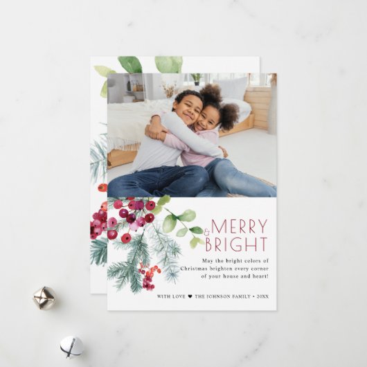 フェスティバルのクリスマスの緑の写真 シーズンカード (正面/裏面インサイチュ)